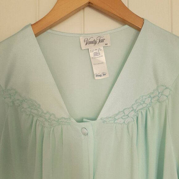 Vintage Vanity Fair Women's Short Sleeve Nylon Pajama Set Blue Size M - Picture 5 of 12